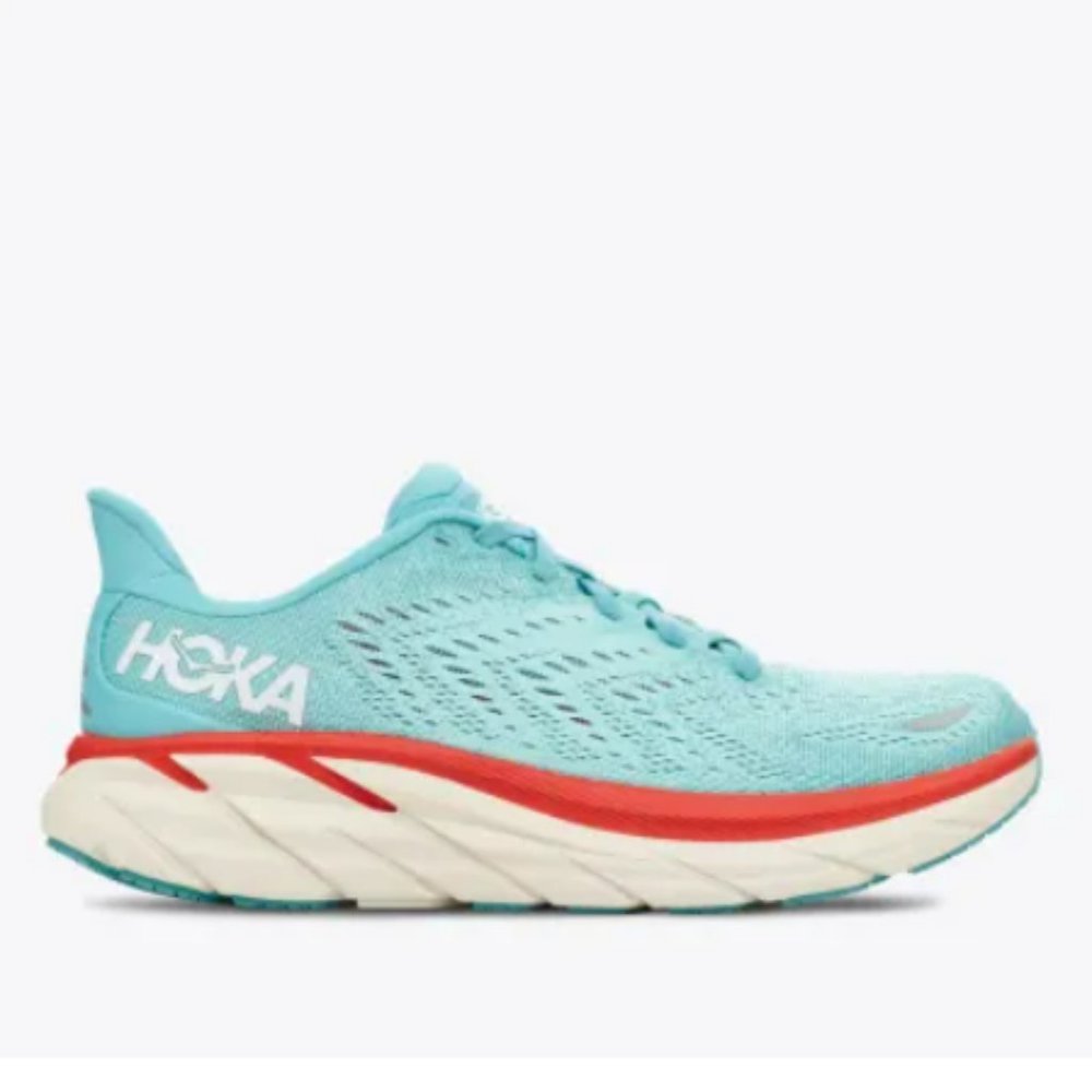 Hoka Women's Clifton 8 Mesh Aquarelle Blue Athletic Shoes - Blue, Size 6.5